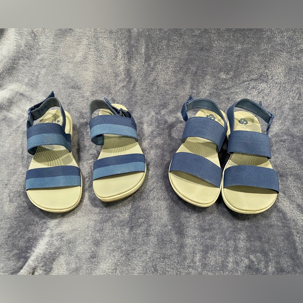 2 Pair Clarks Arla Jacory Wedge Sandals 8.5 Cloudsteppers Blue